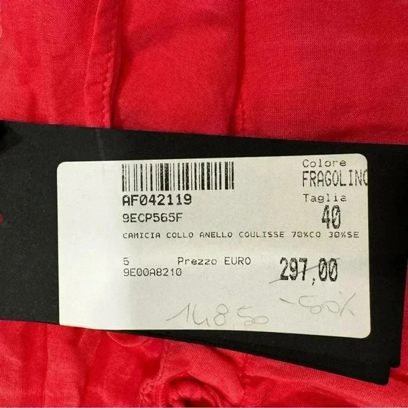 NWT Adele Fado Cotton Blouse Top Sz EU40 US L Eyelet Accents Cowl Neck ITALY - Picture 8 of 12